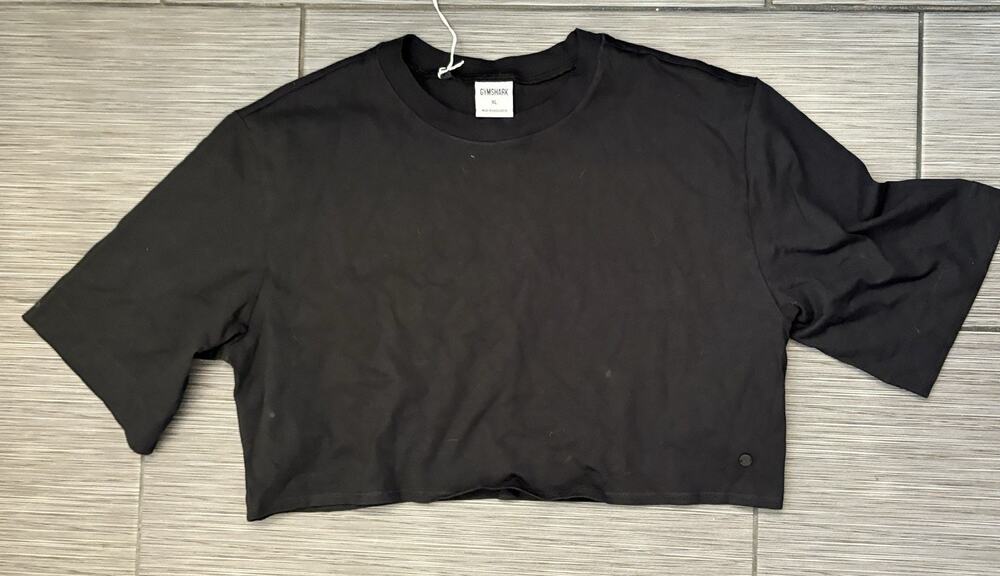 Gymshark Cotton Boxy Cropped Short Sleeve T-shirt Women’s XL Black